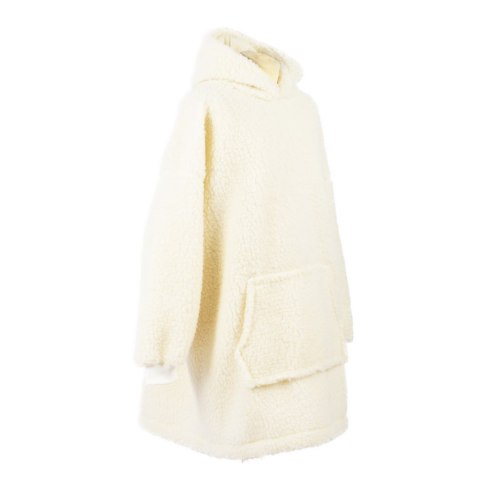 Bluza wełniana merynos Hoodie kremowa z kapturem i dużą kieszenią Uniwersalna Bluza wełniana merynos Hoodie kremowa z kapturem i dużą kieszenią Uniwersalna