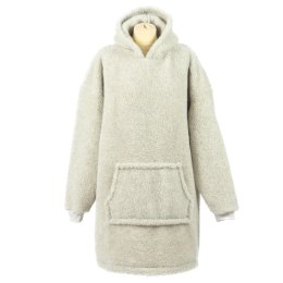 Bluza wełniana merynos Hoodie szara z kapturem i dużą kieszenią Uniwersalna