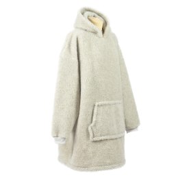 Bluza wełniana merynos Hoodie szara z kapturem i dużą kieszenią Uniwersalna