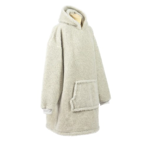 Bluza wełniana merynos Hoodie szara z kapturem i dużą kieszenią Uniwersalna Bluza wełniana merynos Hoodie szara z kapturem i dużą kieszenią Uniwersalna