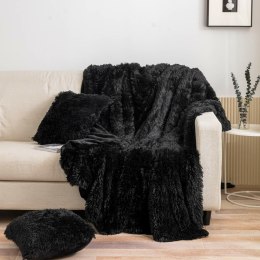 Koc narzuta 200x220 Yeti włochacz czarny futrzak na łóżko