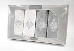Komplet ręczników w pudełku 4 szt Gift biały popilaty wzór 6 Frotex