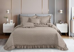 Narzuta z falbanką 140x200 Ruffy taupe falbanka romby glamour dekoracyjna I2