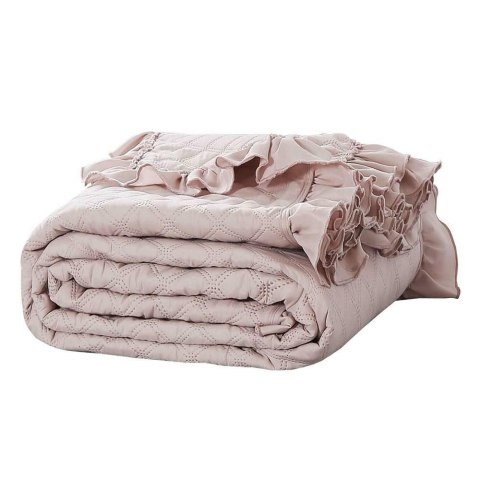 Narzuta z falbanką 240x220 Ruffy pudrowa różowa falbanka romby glamour dekoracyjna Narzuta z falbanką 240x220 Ruffy pudrowa różowa falbanka romby glamour dekoracyjna