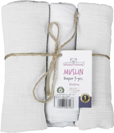 Pielucha muślinowa Muslin 3 szt 70x80 biała bawełniana komplet Pielucha muślinowa Muslin 3 szt 70x80 biała bawełniana komplet