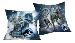 Poduszka dziecięca 40x40 Jurassic World niebieska dwustronna Halantex