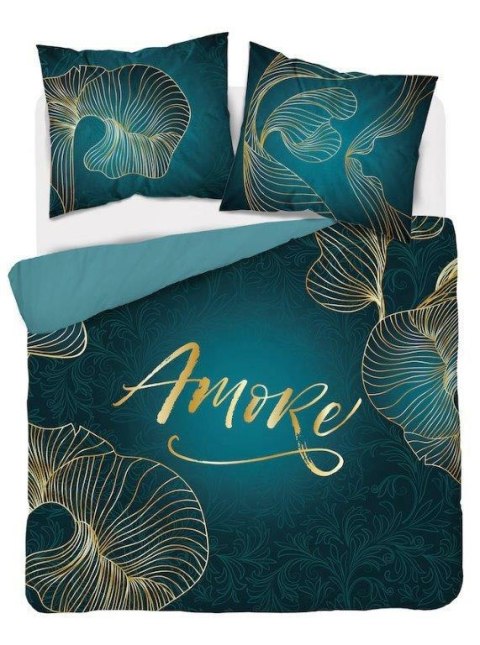 Pościel bawełniana 160x200 Amore turkusowa złota liście 4327 A Holland 29 Pościel bawełniana 160x200 Amore turkusowa złota liście 4327 A Holland 29