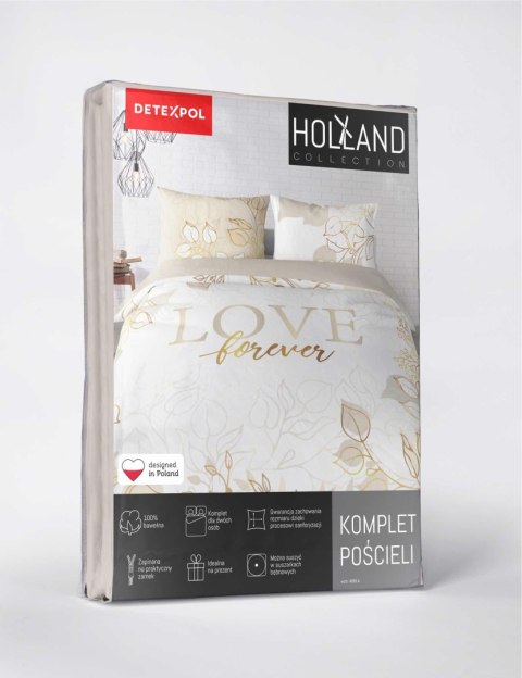 Pościel bawełniana 160x200 beżowa Love 4856 A Holland 73 Pościel bawełniana 160x200 beżowa Love 4856 A Holland 73