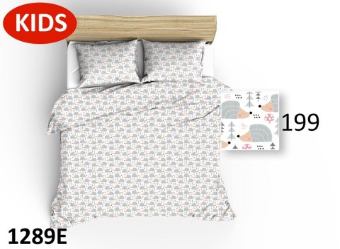 Poszewka bawełniana 50x60 1289E biała jeże drzewka szare muchomorki 199D Poszewka bawełniana 50x60 1289E biała jeże drzewka szare muchomorki 199D
