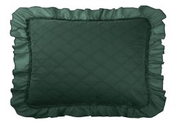 Poszewka z falbanką 50x70 Ruffy zielona butelkowa romby glamour dekoracyjna do narzuty