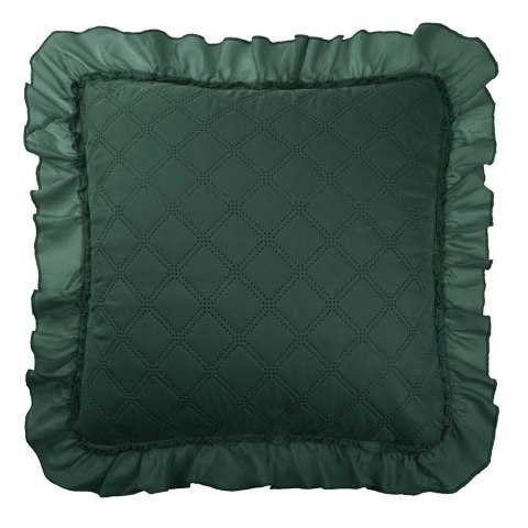 Poszewka z falbanką 50x70 Ruffy zielona butelkowa romby glamour dekoracyjna do narzuty Poszewka z falbanką 50x70 Ruffy zielona butelkowa romby glamour dekoracyjna do narzuty
