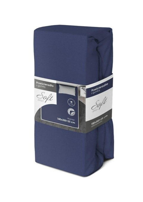 Prześcieradło jersey z gumką soft 180x200 granatowe na materac 25 cm Prześcieradło jersey z gumką soft 180x200 granatowe na materac 25 cm