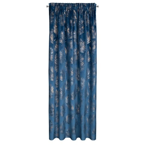 Zasłona 140x300 Gloria granatowa szampańska liście welurowa gotowa na taśmie Eurofirany Zasłona 140x300 Gloria granatowa szampańska liście welurowa gotowa na taśmie Eurofirany