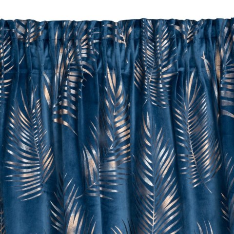 Zasłona 140x300 Gloria granatowa szampańska liście welurowa gotowa na taśmie Eurofirany Zasłona 140x300 Gloria granatowa szampańska liście welurowa gotowa na taśmie Eurofirany