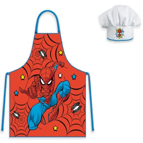 Fartuszek dziecięcy z czapką Spiderman czerwony zestaw kucharza Fartuszek dziecięcy z czapką Spiderman czerwony zestaw kucharza