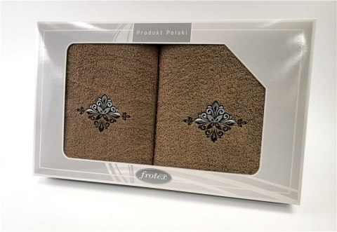 Komplet ręczników w pudełku 2 szt 50x90 70x140 Gift beżowy wzór 3 Frotex Komplet ręczników w pudełku 2 szt 50x90 70x140 Gift beżowy wzór 3 Frotex