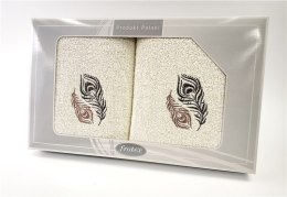 Komplet ręczników w pudełku 2 szt 50x90 70x140 Gift kremowy wzór 2 Frotex