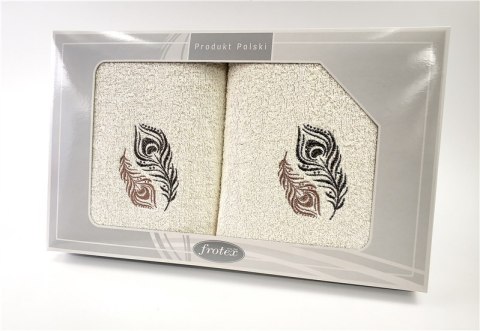 Komplet ręczników w pudełku 2 szt 50x90 70x140 Gift kremowy wzór 2 Frotex Komplet ręczników w pudełku 2 szt 50x90 70x140 Gift kremowy wzór 2 Frotex