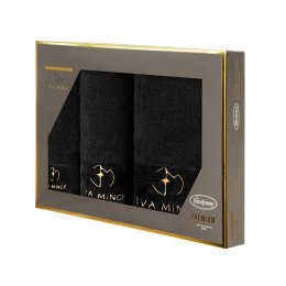 Komplet ręczników w pudełku 3 szt. Gaja czarny 550 g/m2 Eurofirany