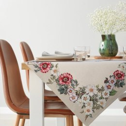 Obrus 100x100 gobelinowy naturalny kolorowy kwiaty 4039 Eurofirany