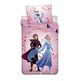 Pościel bawełniana 140x200 Frozen Kraina Lodu różowa Magiczny czas poszewka 70x90 JF24