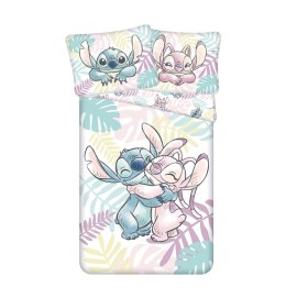 Pościel bawełniana 140x200 Lilo i Stitch liście pastelowa kolorowa poszewka 50x70 JF24