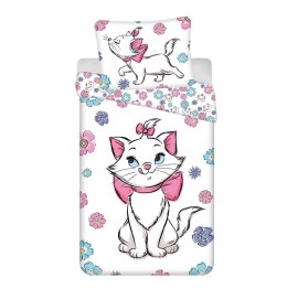 Pościel bawełniana 140x200 Marie Cat kot biała kolorowa poszewka 70x90 JF 02