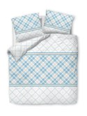 Pościel bawełniana 160x200 biała turkusowa kratka romby 71466/1 Cottonlove 3 Pościel bawełniana 160x200 biała turkusowa kratka romby 71466/1 Cottonlove 3