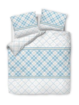 Pościel bawełniana 160x200 biała turkusowa kratka romby 71466/1 Cottonlove 3