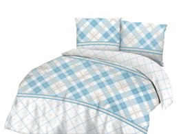 Pościel bawełniana 160x200 biała turkusowa kratka romby 71466/1 Cottonlove 3