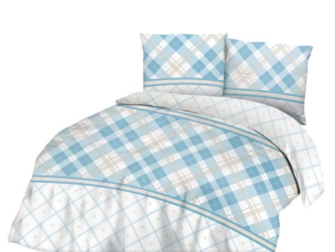 Pościel bawełniana 160x200 biała turkusowa kratka romby 71466/1 Cottonlove 3 Pościel bawełniana 160x200 biała turkusowa kratka romby 71466/1 Cottonlove 3