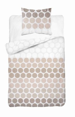 Pościel satynowa 140x200 Beżowe groszki na bieli - minimalistyczny wzór, 100% bawełna 5474 A - Home Satin 71