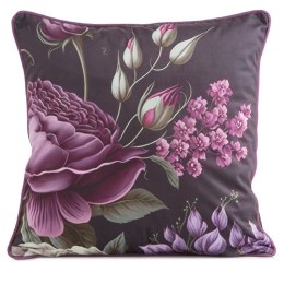 Poszewka dekoracyjna 45x45 Velvet 04 fioletowa zielona kwiaty welurowa Eurofirany
