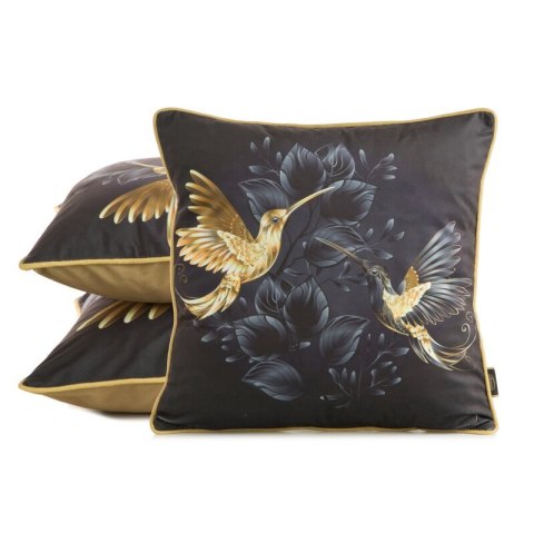 Poszewka dekoracyjna 45x45 Velvet 117 czarna złota ptaki welurowa Eurofirany Poszewka dekoracyjna 45x45 Velvet 117 czarna złota ptaki welurowa Eurofirany