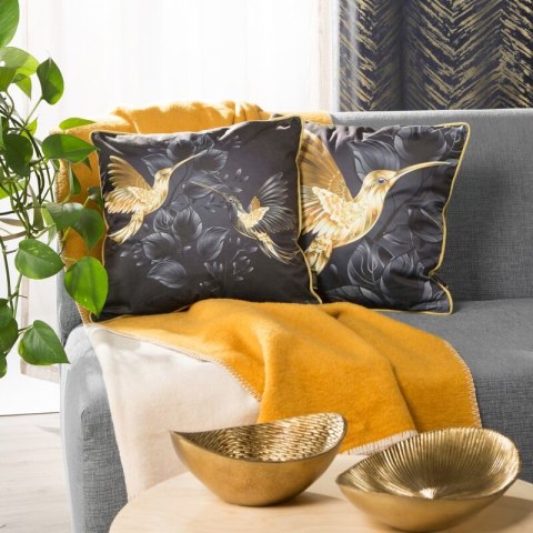 Poszewka dekoracyjna 45x45 Velvet 117 czarna złota ptaki welurowa Eurofirany Poszewka dekoracyjna 45x45 Velvet 117 czarna złota ptaki welurowa Eurofirany