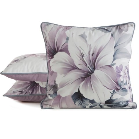 Poszewka dekoracyjna 45x45 Velvet 122 kremowa fioletowa ze wzorem kwiatowym welurowa Eurofirany Poszewka dekoracyjna 45x45 Velvet 122 kremowa fioletowa ze wzorem kwiatowym welurowa Eurofirany