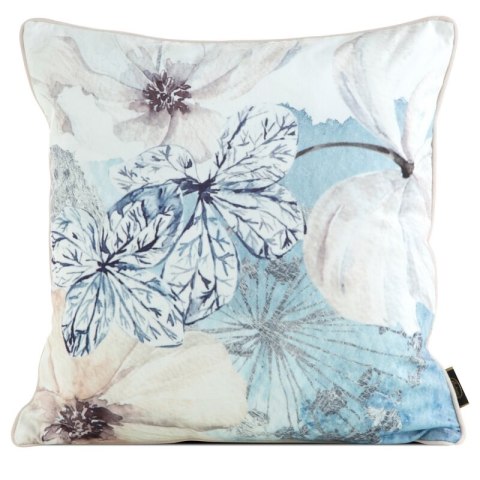 Poszewka dekoracyjna 45x45 Velvet 126 niebieska beżowa ze wzorem kwiatowym welurowa Eurofirany Poszewka dekoracyjna 45x45 Velvet 126 niebieska beżowa ze wzorem kwiatowym welurowa Eurofirany