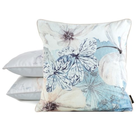 Poszewka dekoracyjna 45x45 Velvet 126 niebieska beżowa ze wzorem kwiatowym welurowa Eurofirany Poszewka dekoracyjna 45x45 Velvet 126 niebieska beżowa ze wzorem kwiatowym welurowa Eurofirany