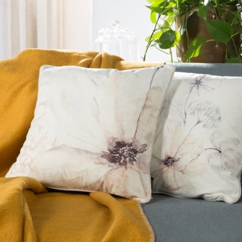 Poszewka dekoracyjna 45x45 Velvet 128 beżowa kremowa ze wzorem kwiatowym welurowa Eurofirany Poszewka dekoracyjna 45x45 Velvet 128 beżowa kremowa ze wzorem kwiatowym welurowa Eurofirany