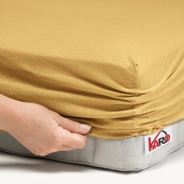 Prześcieradło jersey z gumką 200x220 musztardowe piaskowe 056 grube 150g/m2 KARO