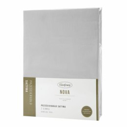 Prześcieradło satynowe z gumką 100x200 Nova srebrne na wysoki materac 25 cm Eurofirany