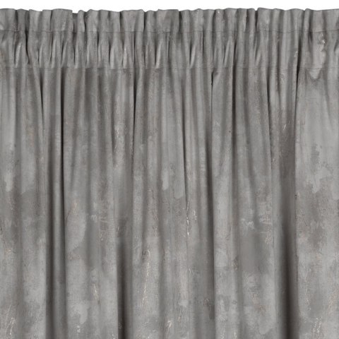 Zasłona gotowa Nadia 140x300 srebrna ze złotym nadrukiem welwetowa na taśmie Eurofirany Zasłona gotowa Nadia 140x300 srebrna ze złotym nadrukiem welwetowa na taśmie Eurofirany