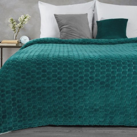 Koc narzuta z mikrofibry typu flano 150x200 Zoe 1 turkusowy ciemny krata Eurofirany Koc narzuta z mikrofibry typu flano 150x200 Zoe 1 turkusowy ciemny krata Eurofirany