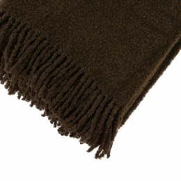 Koc wełniany merynos Buckle 140x200 brązowy ciemny z frędzlami