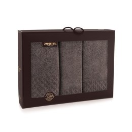 Komplet ręczników w pudełku 3 szt Carlo AB Taupe-587 ręczniki 30x50 50x100 70x140