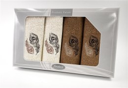 Komplet ręczników w pudełku 4 szt Gift kremowy beżowy wzór 2 Frotex