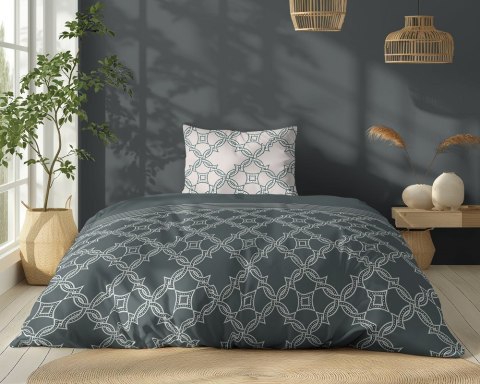 Pościel bawełniana 140x200 grafitowa kremowa zielona ciemna geometria 5251 A Bawełna 48 Pościel bawełniana 140x200 grafitowa kremowa zielona ciemna geometria 5251 A Bawełna 48