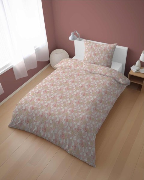 Pościel bawełniana 160x200 beżowa różowa kwiatki 5446A z jedną poszewką 70x80 XOXO DREAM Pościel bawełniana 160x200 beżowa różowa kwiatki 5446A z jedną poszewką 70x80 XOXO DREAM
