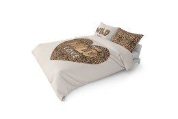 Pościel bawełniana 220x200 Wild love pantera beżowa 4097 A 2 poszewki 70x80 Holland 129