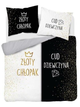 Pościel bawełniana 220x200 Złoty chłopak Cud dziewczyna czarna biała 4319 A Holland 29
